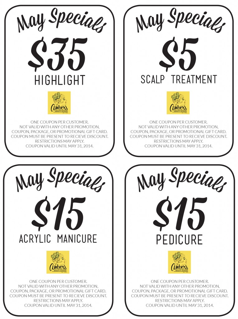 Amber's Beauty School May 2014 Coupons